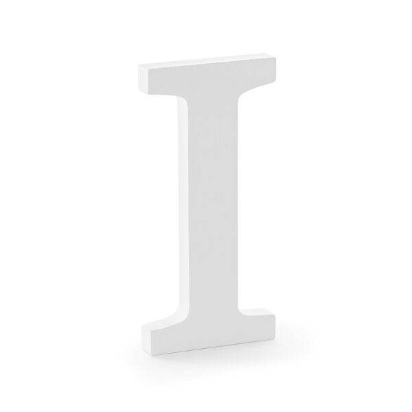 Drewniana litera I, biały, 9,5x20cm