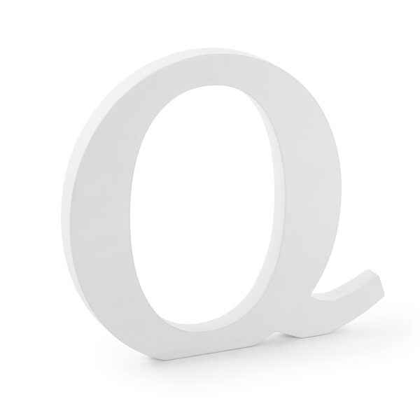 Drewniana litera Q, biały, 22.5x20.5cm