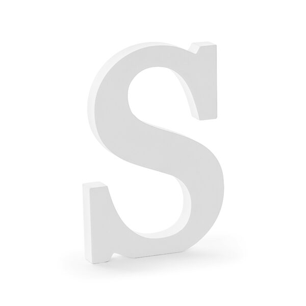 Drewniana litera S, biały, 14x20cm