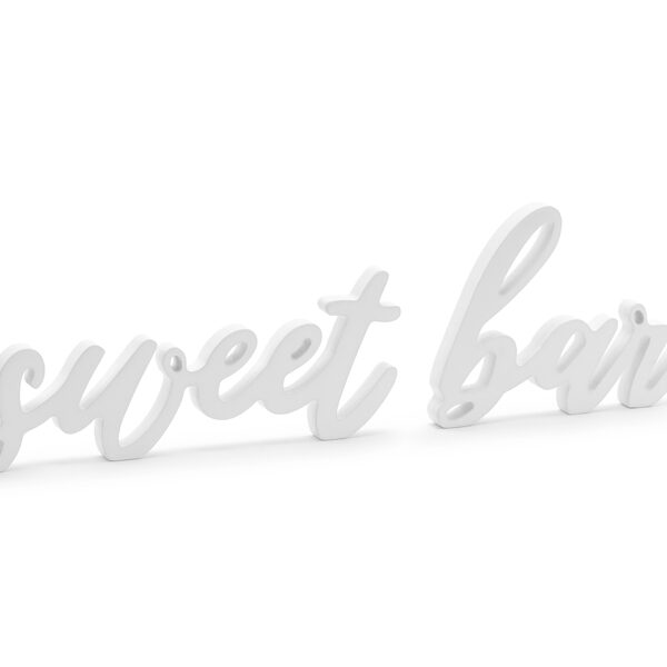 Drewniany napis Sweet bar, biały, 37x10cm