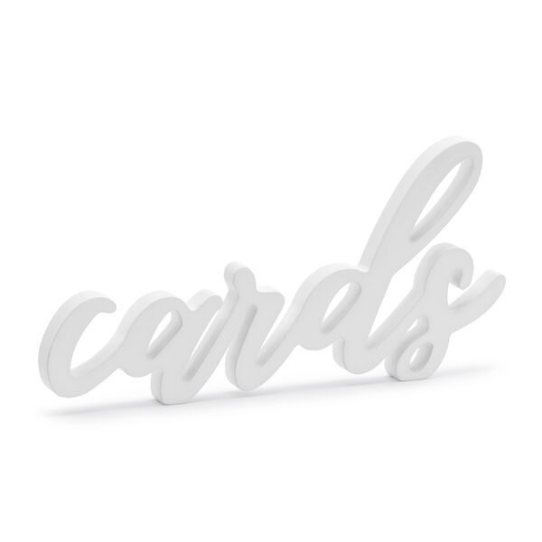 Drewniany napis Cards, biały, 20x10cm