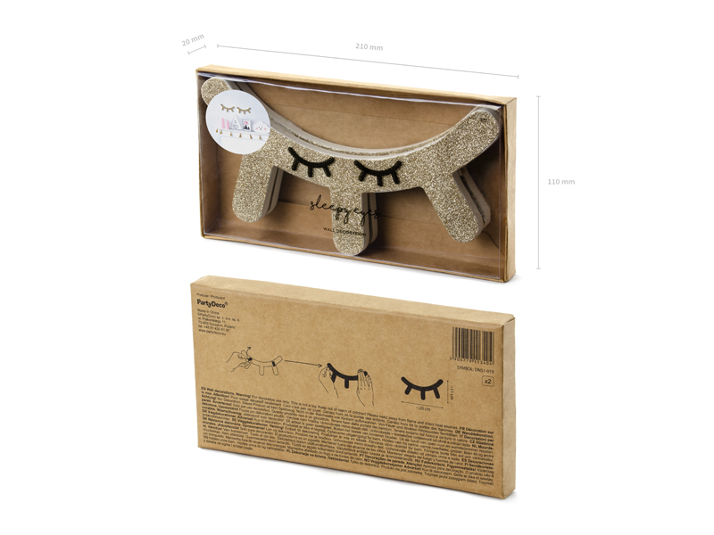 Dekoracja na ścianę Śpiące oczka, złoty, 20x11cm - obrazek 3