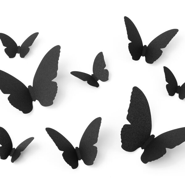 Dekoracja papierowa Ćmy, czarny, 6-12cm (1 op. / 30 szt.)