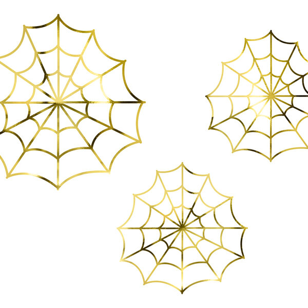 Dekoracje papierowe - Pajęczyny, złoty (1 op. / 3 szt.)