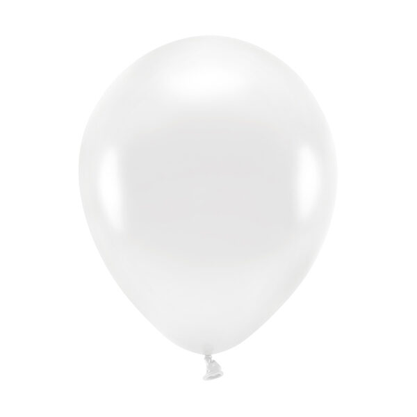Balony Eco 26cm metalizowane, biały (1 op. / 100 szt.)