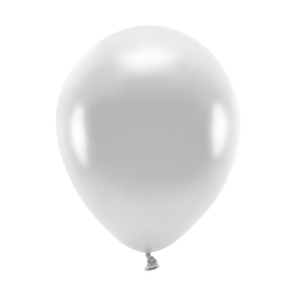 Balony Eco 26cm metalizowane, srebrny (1 op. / 10 szt.)