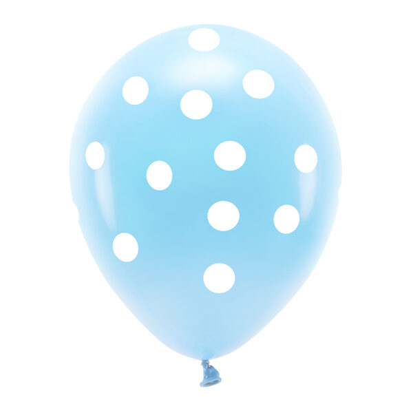 Balony Eco 33 cm pastelowe, Kropki, błękit (1 op. / 6 szt.)