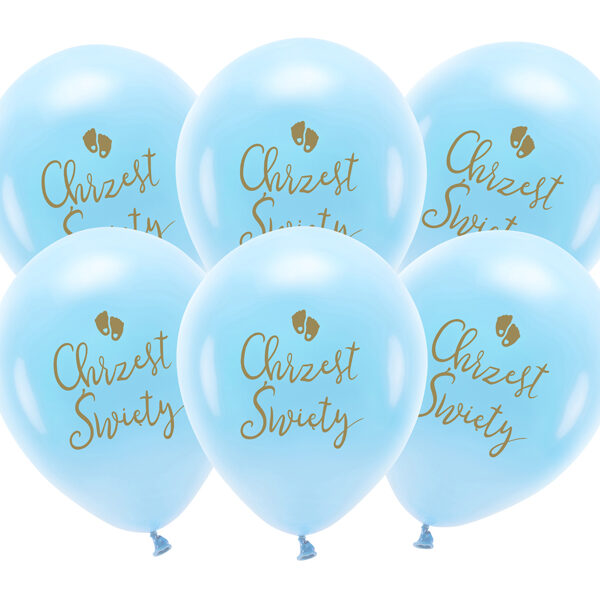 Balony Eco 33 cm, Chrzest Święty, błękit (1 op. / 6 szt.)