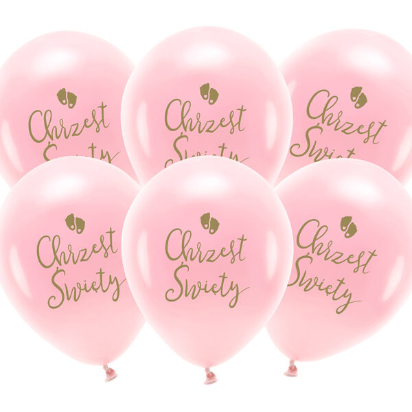 Balony Eco 33 cm,  Chrzest Święty, rumiany różowy (1 op. / 6 szt.)