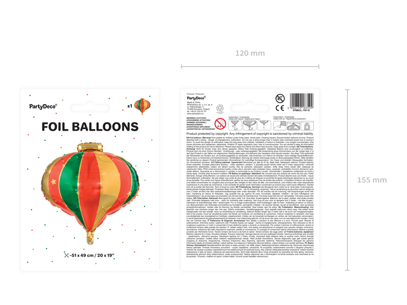 Balon foliowy Bombka, 51x49cm, mix - obrazek 3