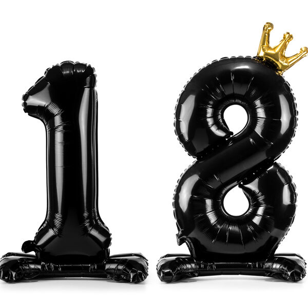 Stojący balon foliowy liczba ''18'', 84 cm, czarny