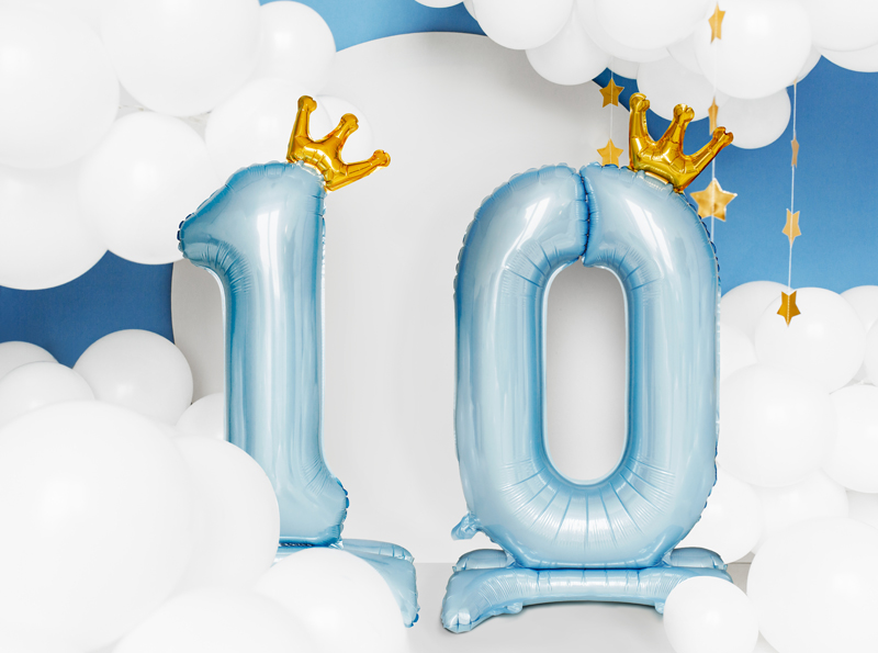 Stojący balon foliowy cyfra ''1'', 84 cm, błękit - obrazek 3