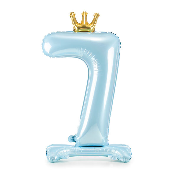 Stojący balon foliowy cyfra ''7'', 84 cm, błękit