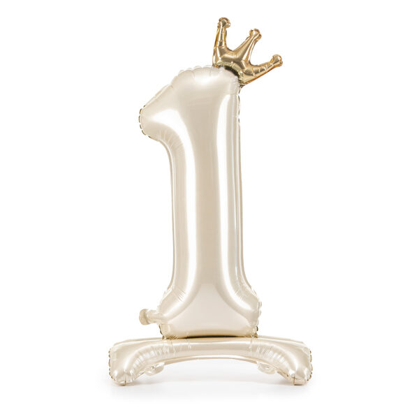 Stojący balon foliowy cyfra ''1'', 84 cm, jasny krem