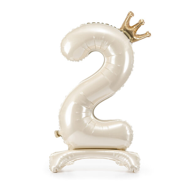 Stojący balon foliowy cyfra ''2'', 84 cm, jasny krem