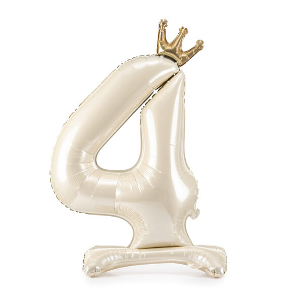 Stojący balon foliowy cyfra ''4'', 84 cm, jasny krem