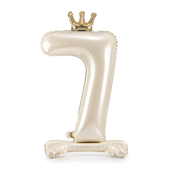 Stojący balon foliowy cyfra ''7'', 84 cm, jasny krem