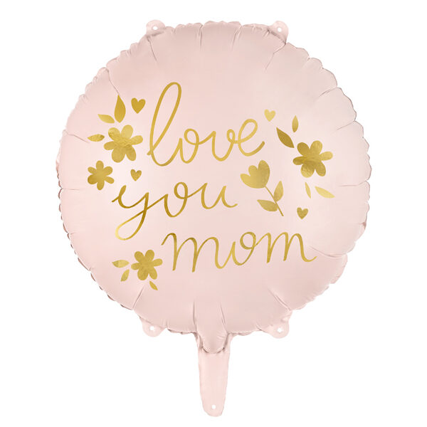 Balon foliowy ''Love you mom'', 45 cm, różowy