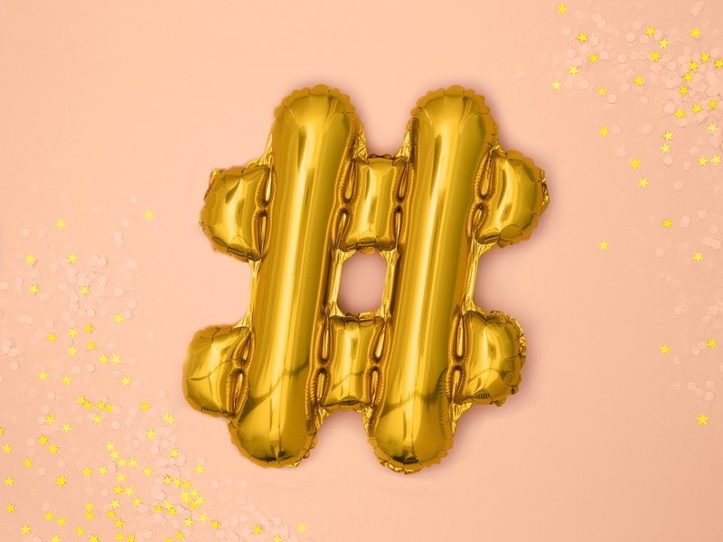 Balon foliowy #, 35cm, złoty - obrazek 3