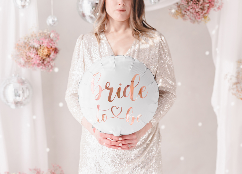 Balon foliowy Bride to be 45cm, biały - obrazek 2