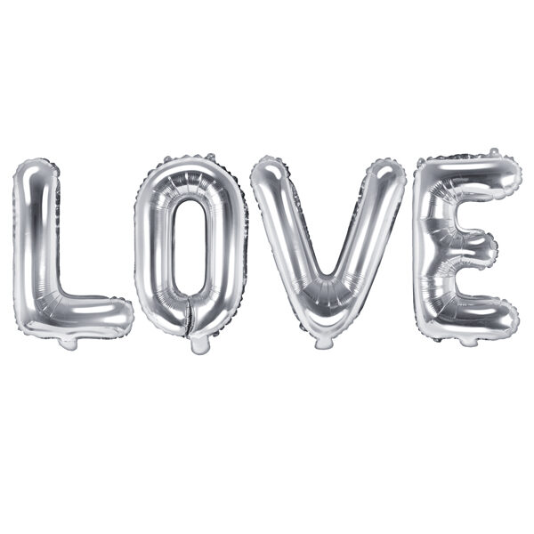 Balon foliowy Love, 140x35cm, srebrny