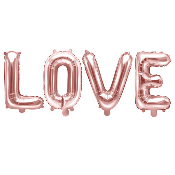 Balon foliowy Love, 140x35cm, różowe złoto