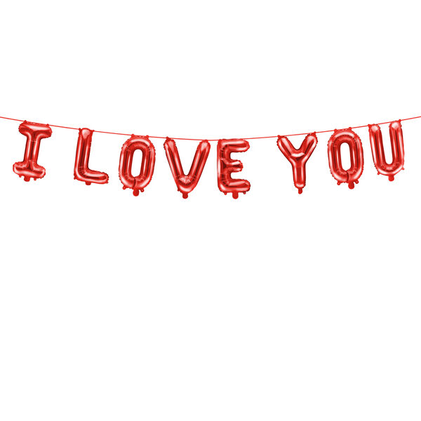Balon foliowy I Love You, 260x40 cm, czerwony