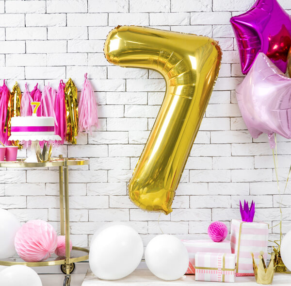 Świeczka urodzinowa Cyferka 7, złoty, 7cm