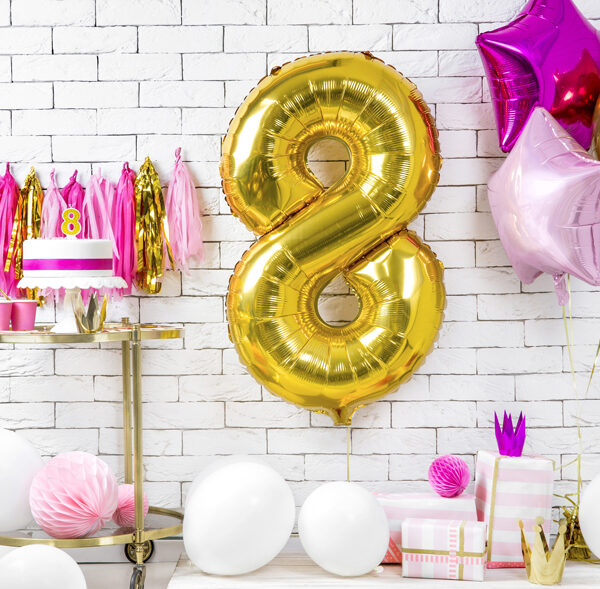 Świeczka urodzinowa Cyferka 8, złoty, 7cm