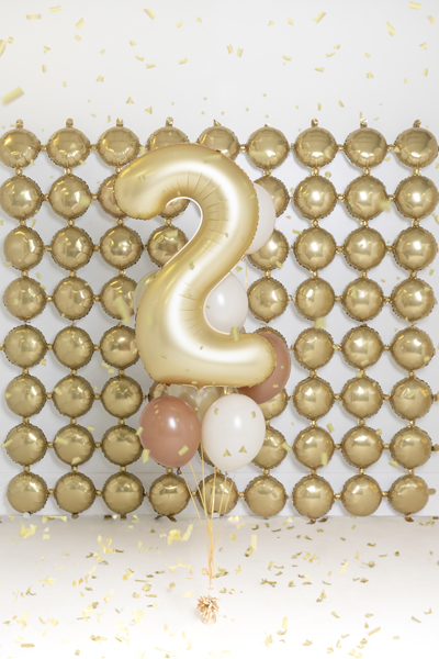 Balon foliowy Cyfra '2', 86cm, złoty - obrazek 2