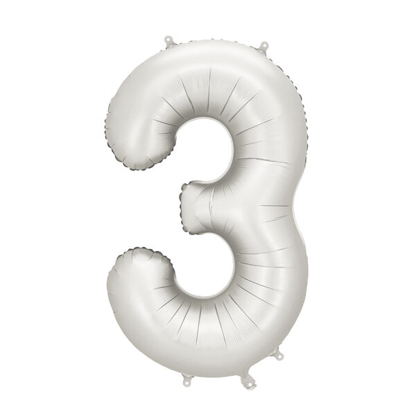 Balon foliowy Cyfra ''3'', 86cm, srebrny