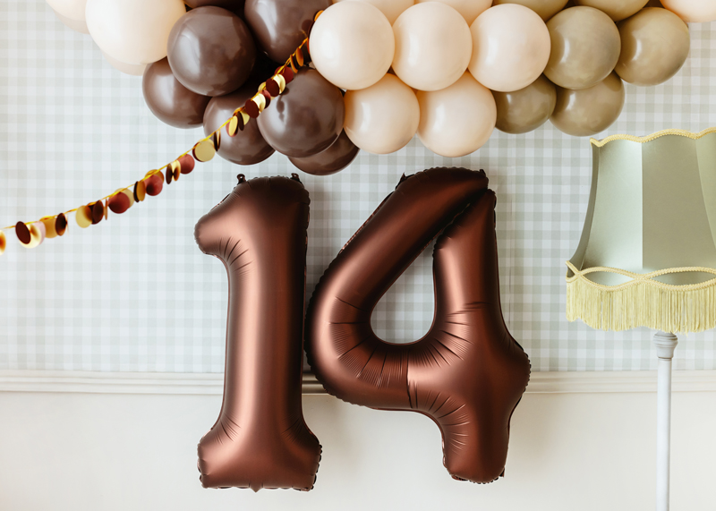 Balon foliowy Cyfra '4', 86cm, mocca - obrazek 2