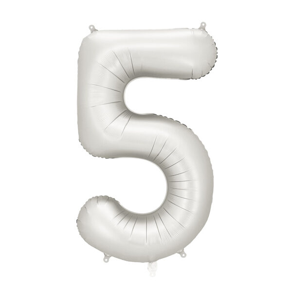 Balon foliowy Cyfra ''5'', 86cm, srebrny
