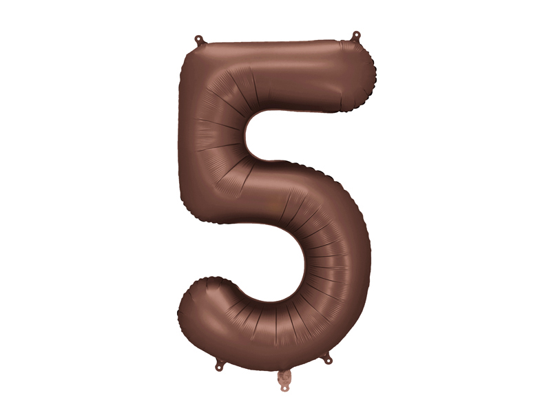 Balon foliowy Cyfra '5', 86cm, mocca