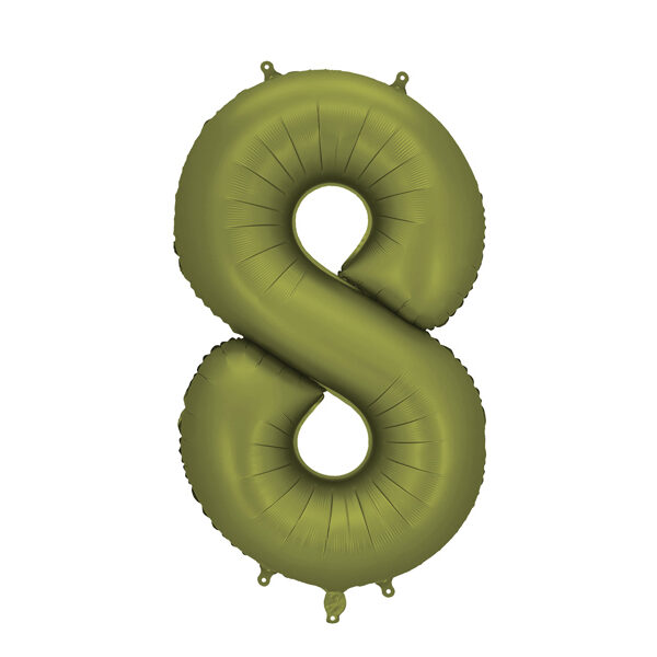 Balon foliowy Cyfra '8', 86cm, oliwkowy