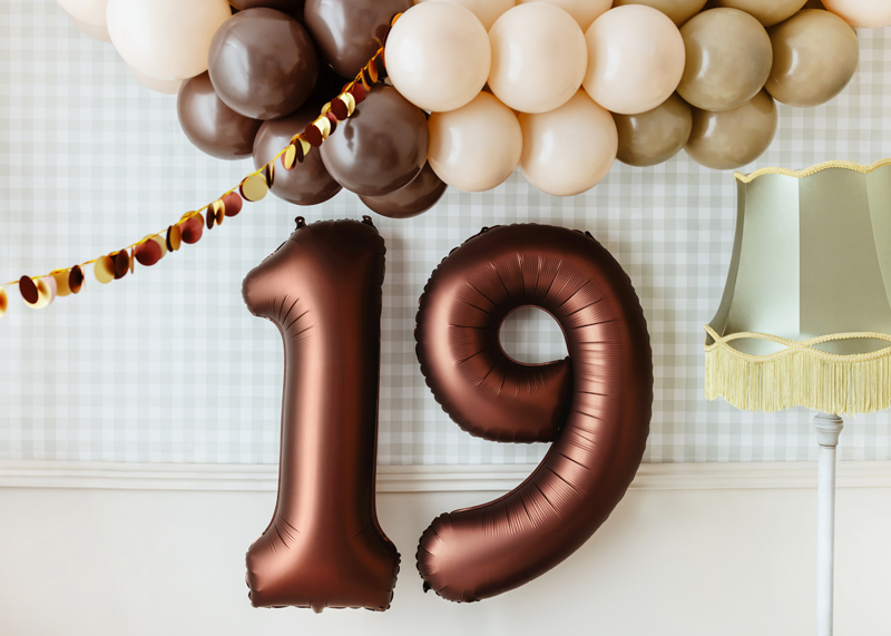 Balon foliowy Cyfra '9', 86cm, mocca - obrazek 2