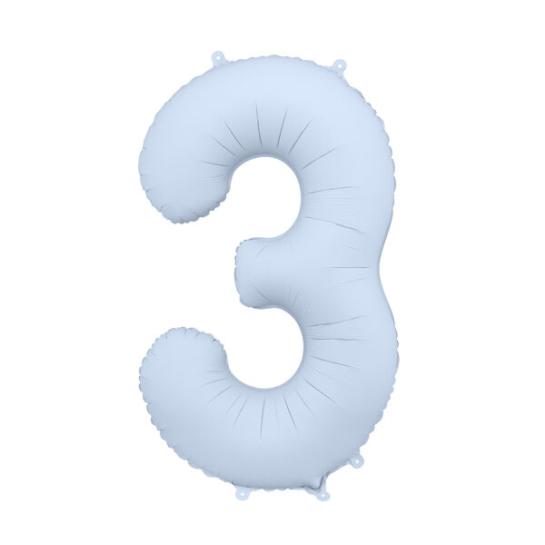 Balon foliowy Cyfra '3', 86cm, mglisty niebieski