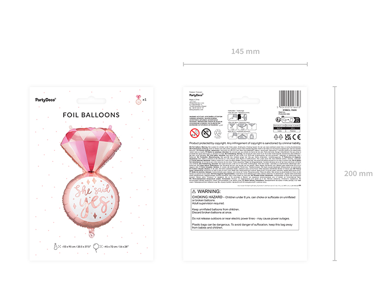 Balon foliowy Pierścionek, 41x72 cm, mix - obrazek 8