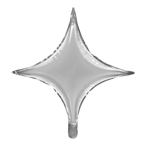Balon foliowy Gwiazda 4-ramienna, 45 cm, srebrny