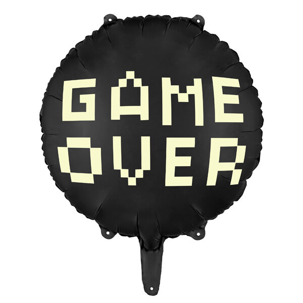 Balon foliowy Game over, 45 cm, czarny