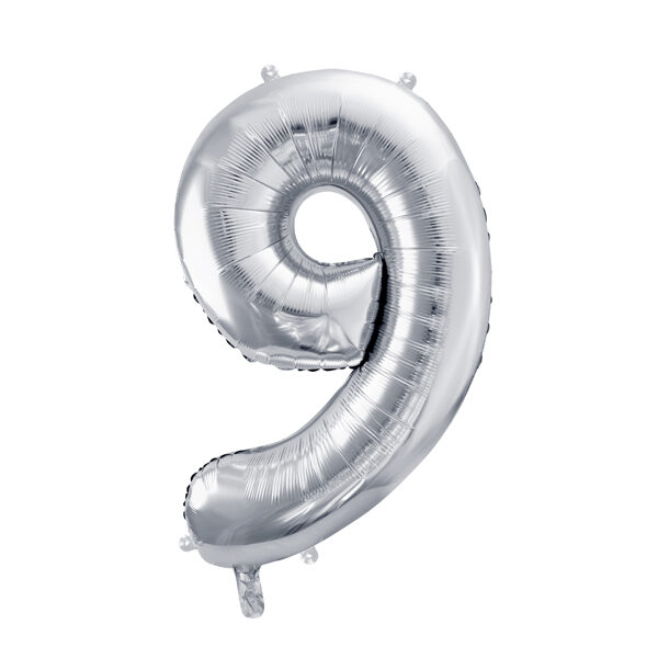 Balon foliowy Cyfra ''9'', 72cm, srebrny