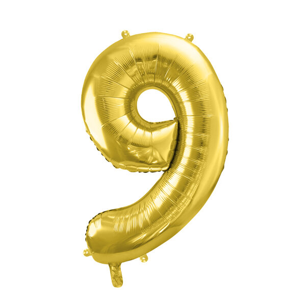Balon foliowy Cyfra ''9'', 72cm, jasny złoty