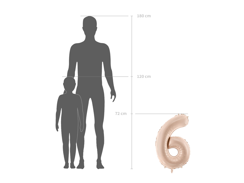 Balon foliowy Cyfra ''0', 72cm, c. beż - obrazek 4