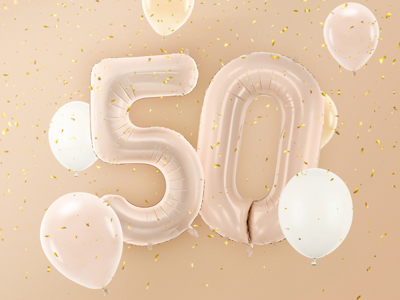 Balon foliowy Cyfra ''5'', 72cm, c. beż - obrazek 3