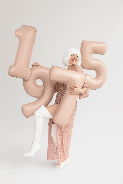 Balon foliowy Cyfra ''5'', 72cm, c. beż - obrazek 4