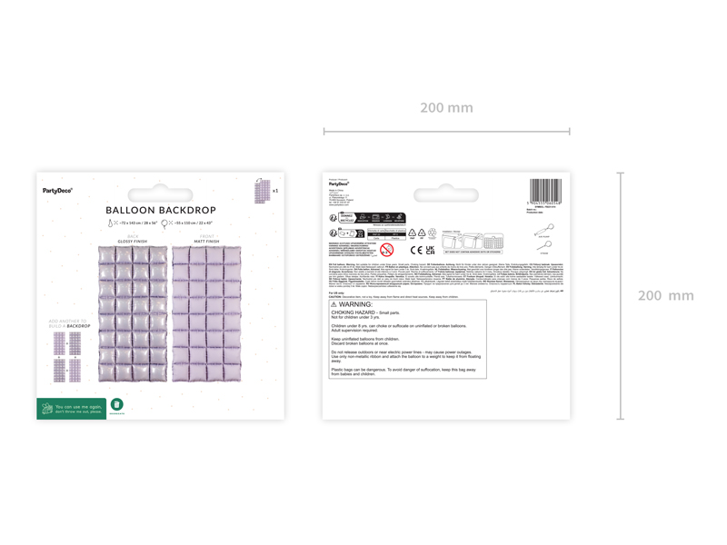 Balon foliowy kurtyna dwustronna, fioletowy, 55 x 110 cm - obrazek 3