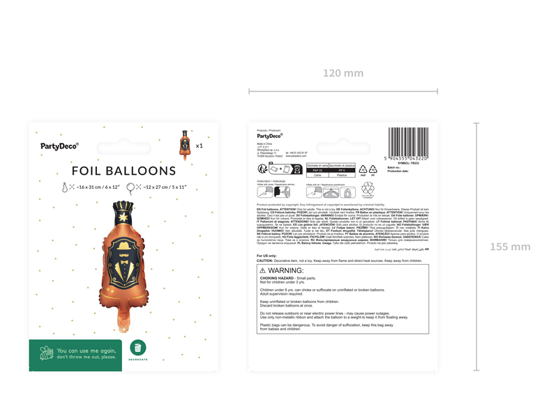 Balon foliowy do girland Whisky, 27 x 12 cm - obrazek 3