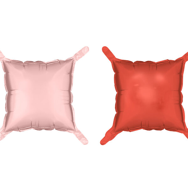 Balon foliowy kurtyna dwustronna Kwadrat, różowo-czerwony, 35 x 35 cm (1 op. / 4 szt.)