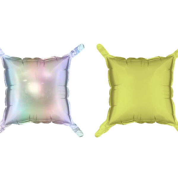 Balon foliowy kurtyna dwustronna Kwadrat, holograficzno-neonowy żółty, 35 x 35 cm (1 op. / 4 szt.)