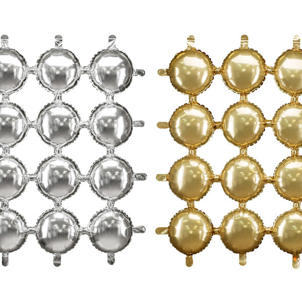 Balon foliowy kurtyna dwustronna Koła, złoto-srebrny, 78x107 cm